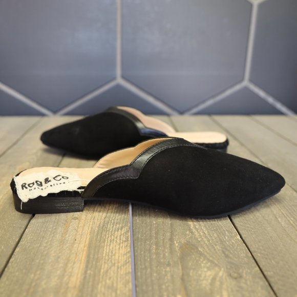 Rag & Co Orla Black Classic Suede Walking Mule Working Flats Casual Sandals - Picture 3 of 7